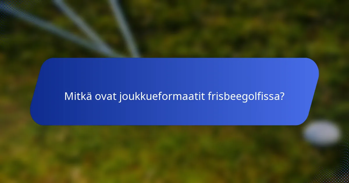 Mitkä ovat joukkueformaatit frisbeegolfissa?